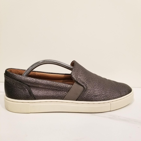 FRYE Women's Ivy Slip On Casual Loafer Pewter Metallic Leather Flat Shoes - Picture 4 of 12